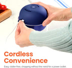 Choppi Cordless Electric Vegetable Chopper & Mini Food Processor for Dicing, Shredding, Mincing, and Puree, Portable and Rechargeable, 2-Cup, 500 mL, 4000 mAh Battery, Blue
