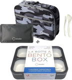 Bento Box with Insulated Lunch Bag and Ice Pack. Lunch Container with 3 Divided Leak-Resistant Compartments Perfect for Work or School, Adults Boys Kids, Black with Camo Bag