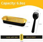 Mini Loaf Pans with Lids and Spoons Sealing Sticker,30 Pcs 6.8oz Cake Pans for Baking Disposable Aluminum Foil Red cake pan (30 PCS Black Gold)