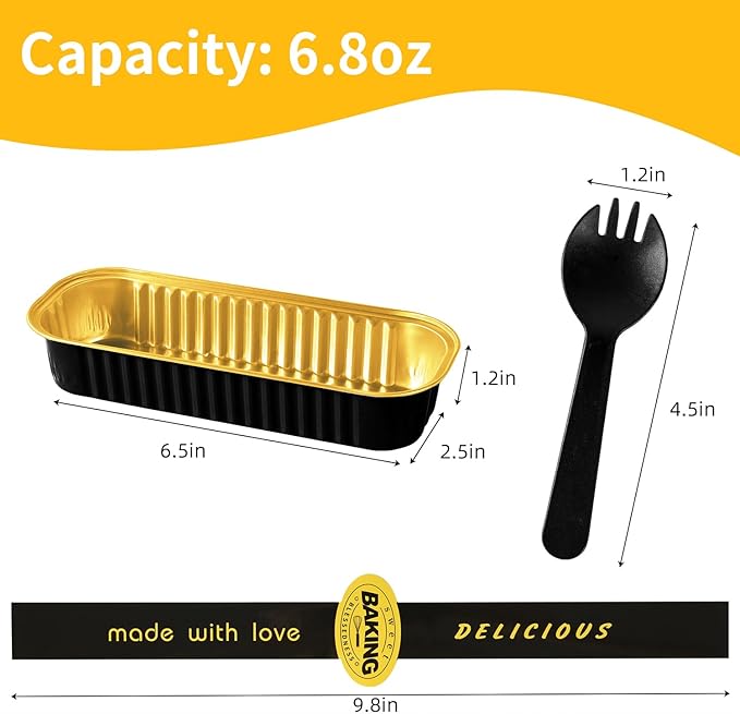 Mini Loaf Pans with Lids and Spoons Sealing Sticker,30 Pcs 6.8oz Cake Pans for Baking Disposable Aluminum Foil Red cake pan (30 PCS Black Gold)