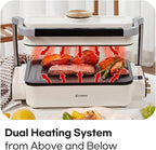Smokeless Double Care Grill, Electric Indoor Tabletop Grill, Dual Heating, Fast Grilling, Portable, Nonstick, Adjustable Temperature, Ideal for K-BBQ