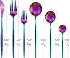 24Pcs Rainbow Mirror Silverware Flatware, 18/0 Stainless Steel Cutlery Set Utensils Kitchen Dinnerware Include Knife Fork Spoon and Teaspoon, Service for 4