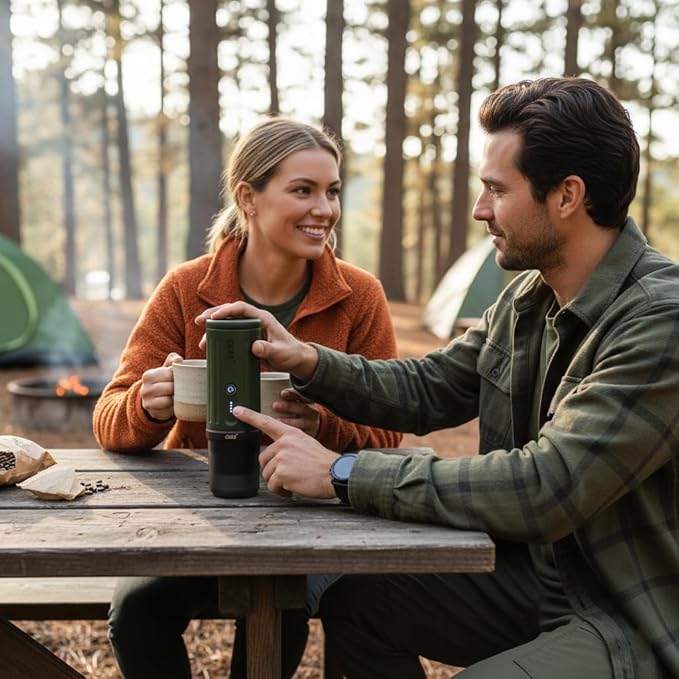 CERA+ Self-Heating Portable Espresso Machine,Up to 8 Cups per Charge & 20 Bar, 13500mAh, CERApresso Works with NS Capsules & Grounds, Electric Coffee Maker for Camping,Hiking,Office,Car,Travel