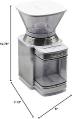 Cuisinart Coffee Grinder, Electric One-Touch Automatic Burr Coffee Grinder with 18-Position Grind Selector, Cup Size Selector for 4 – 18 Cups, White Stainless Steel