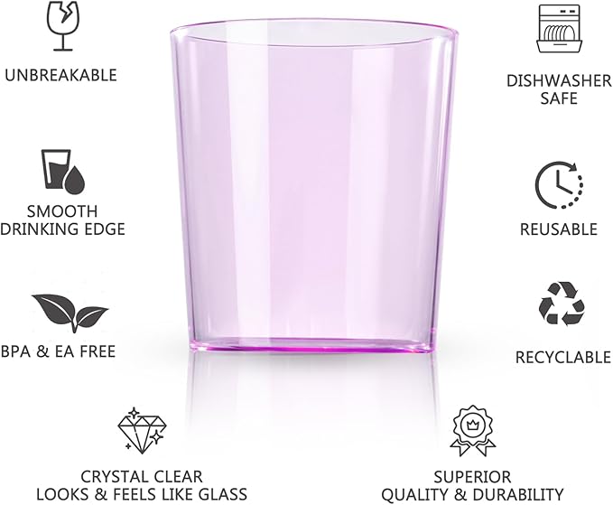 Liacere Plastic Drinking Glasses (Set of 12) 14 oz Purple Plastic Glasses Colors，Kitchen Water Glasses Cup, Bar Tumbler Glassware Set for Beer, Juice, Cocktail, Whiskey, Milk