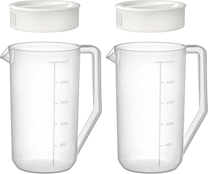 Amazing Abby - Kitchen Party - 2-Quart Plastic Pitcher (2-Pack), Unbreakable Water Pitcher with Lid, BPA-Free, Heat-Resistant, Dishwasher-Safe, Great for Both Iced and Hot Drinks, Indoors and Outdoors
