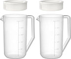 Amazing Abby - Kitchen Party - 2-Quart Plastic Pitcher (2-Pack), Unbreakable Water Pitcher with Lid, BPA-Free, Heat-Resistant, Dishwasher-Safe, Great for Both Iced and Hot Drinks, Indoors and Outdoors