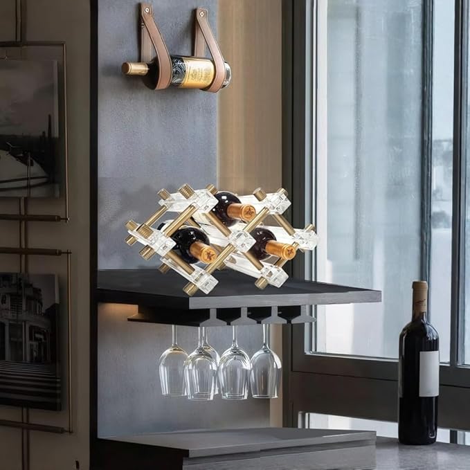 Countertop Bar Liquor Wine Bottle Holder Display Shelf, Wine Rack Organizer Storage Pantry Cabinet for Kitchen Decor