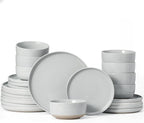 Famiware Milkyway Dinnerware Sets, 24 Piece Dish Set, Plates and Bowls Sets for 8, Light Gray