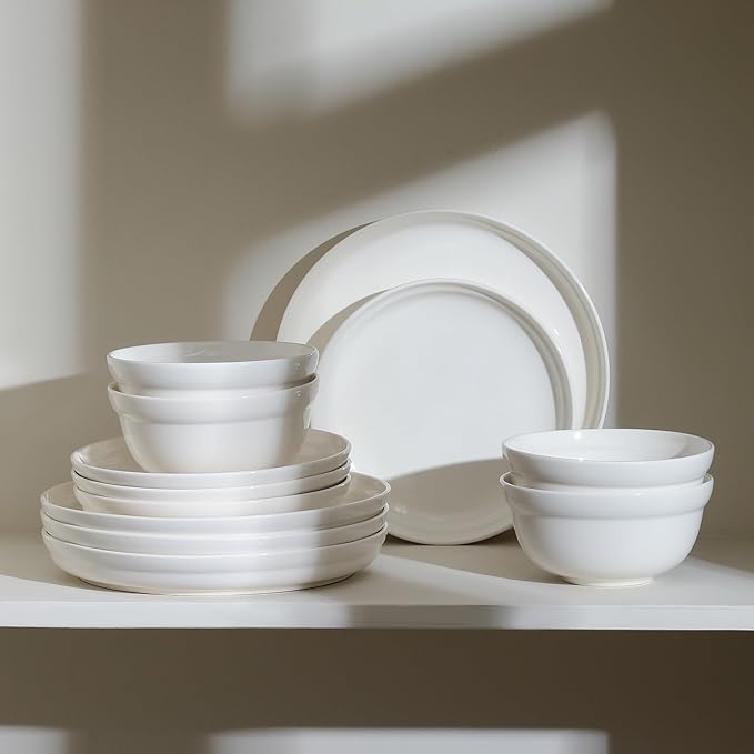 Stone Lain Virtuo 4-Piece Dinner Plate Set Porcelain, White