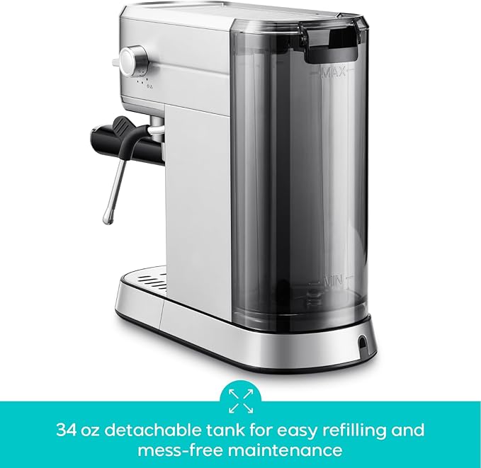 CASABREWS CM5418 Espresso Machine 20 Bar, Compact Espresso Maker with Steam Milk Frother, Stainless Steel Coffee Machine with 34oz Removable Water Tank for Cappuccino, Gift for Women or Men, Silver
