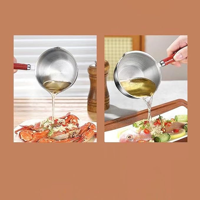 AUNMAS Mini Butter Warmer Pot, Compact Design Durable Stainless Steel Safe Pouring, Oil Warmer 300ml for Frying Drizzling Kitchen