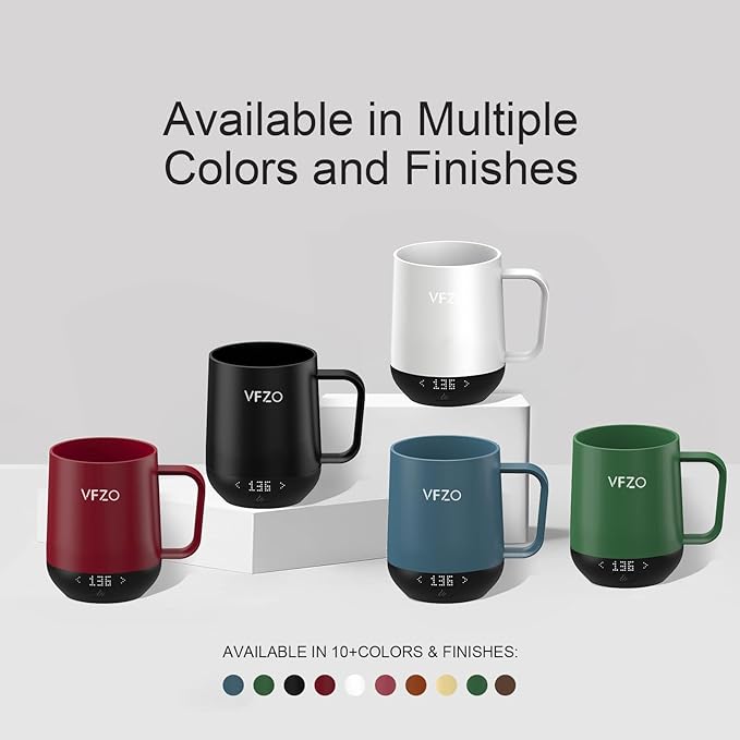 Temperature Control Smart Mug, Self Heating Coffee Mug LED Display, 180 Min Battery Life - Hot up to 149℉ Fast Wireless Charger Base Improved Design (12oz, Coffee)