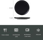 Matte Ceramic Appetizer Plates 6 Inch,Small Mini Dessert Plates Set of 4,Microwave and Oven Safe Snack,Bread,Butter Dessert,Pie,Cake Plates Cat Dishes(6 inch,Black)