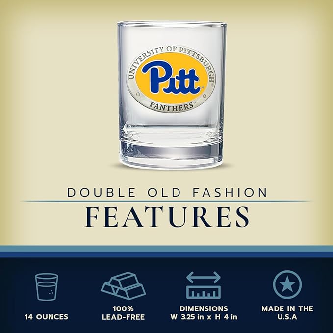 Heritage Pewter Pittsburgh Double Old Fashion | Double Rocks Glass 14 OZ for Liquor | Expertly Crafted Pewter Glass