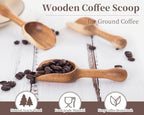 Wooden Coffee Scoop for Ground Coffee,4pcs Coffee Measuring Scooper for Beans Powder Tea Shovel,Small Wood Spoons Multipurpose for Jars Canisters,Kitchen Spice Pepper Condiment Powder Shovel