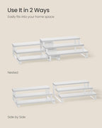 SONGMICS Display Risers, Set of 2 Engineered Wood Perfume Organizer Stand, 3-Tier Cupcake Stand Holder, Spice Rack, Shelf Risers for Figures, Dessert Shelves, Snow White and Cloud White UKCS116W01