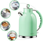 ASCOT Electric Kettle, Stainless Steel Electric Tea Kettle Gifts for Men/Women/Family 1.5L 1500W Retro Tea Heater & Hot Water Boiler, Auto Shut-Off and Boil-Dry Protection (Green)