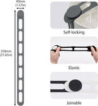 Silicone Latch Strap for Slow Cooker Lid, Pot, Bento Box, 21.65 in Reusable Elastic Self-Lock Silicone Tie for Bundling or Organizing Curtain, Cords, Yoga Mat, Camping Mat, 2pcs (Gray&Gray)