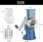 Cambom Rotary Cheese Grater Hand Crank Cheese Shredder for Fresh Cheese, Vegetable, Nuts, Non-slip Suction Base,Five Blades, Deep Blue