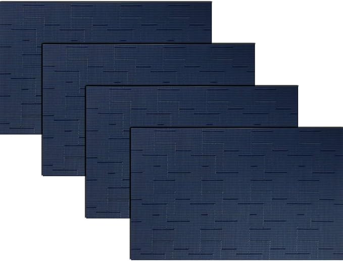 PIGCHCY Plastic Placemats,Washable Durable Vinyl Woven Table Mats,Elegant Heat Resistant Placemats for Dining Table Set of 4 (18 x 12 inches,Midnight Blue)