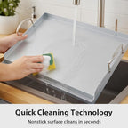 Utheer 23" x 16" Ceramic Nonstick Stainless Steel Griddle for Gas, Charcoal, Grill, Large Stove Top Griddle, Non-Toxic, PFAS/PFOA/PTFE Free, Oven Up to 500°F, for BBQ, Camping & Kitchen, Sliver