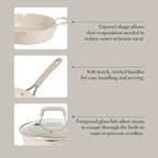 Martha Stewart Heathland Premium Nonstick PFA Free Ceramic Interior 10-Piece Tapered Aluminum Cookware Set - Taupe