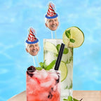 Personalized 50 Pcs Drink Stirrers With Photo Face, Custom Birthday Hat Stir Sticks, 30th - 50th Birthday Party Decorations, 70th 80th 90th Birthday Decor, Pet Birthday Cocktail Sticks DS2