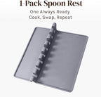 Silicone Spoon Rest for Stove Top with Drip Pad (1 Pack) - Extra Large Grey Heat-Resistant, BPA-Free Utensil Rest for Kitchen Counter - Utensil Holder for Spatulas, Tongs, Ladles and Kitchen Gadgets