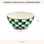MACKENZIE-CHILDS Enamel Everyday Bowl, Serving Bowl for Entertaining, Small, Green-and-White Emerald Check