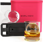 Berlinzo Premium Clear Ice Ball Maker Mold - Large 2.4-inch Crystal Clear Ice Balls for Whiskey Cocktail-New Easy-to-Remove Ice Sphere Mold - Storage Bag Included, Hibiscus (Non-Electric)