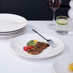 bestone Dinner Plates, 10.5 Inch Plates Set of 6, Porcelain Round Dessert Salad Dinner Plates, Serving Dishes for Kitchen, Dishwasher, Microwave, Freezer, Oven Safe, Marble Orange