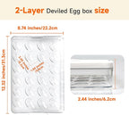 2PCS Deviled Egg Containers With Lid, (Set of 2), PET Clear Deviled Egg Platter With Handle For 48 Eggs, Fridge Stackable Storage Deviled Eggs Tray Carrier, For Camping, Easter, Christmas Thanksgiving