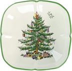 Spode Christmas Tree Sculpted Square Dish - 5.5" Festive Serving Bowl for Holiday Appetizers, Christmas Desserts, Seasonal Snacks, Winter Table Décor - Fine Earthenware - Christmas Tableware