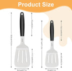 Stainless Steel Spatula Set, 2 Pcs Slotted Spatulas for Kitchen Use, Metal Turner with Silicone Handle for Cast Iron Skillet, Grilling, Cooking Utensils for Flipping Steak, Burgers, Pancake