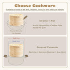 Bamboo Steamer Basket Set, 8-Inch 2-Tier Steamer for Cooking, Chopsticks Liners Sauce Dish Dumpling Making Tools, Steaming Asian Food, Bao Buns, Meat, Dim Sum, Rice, Vegetable Steam Pot