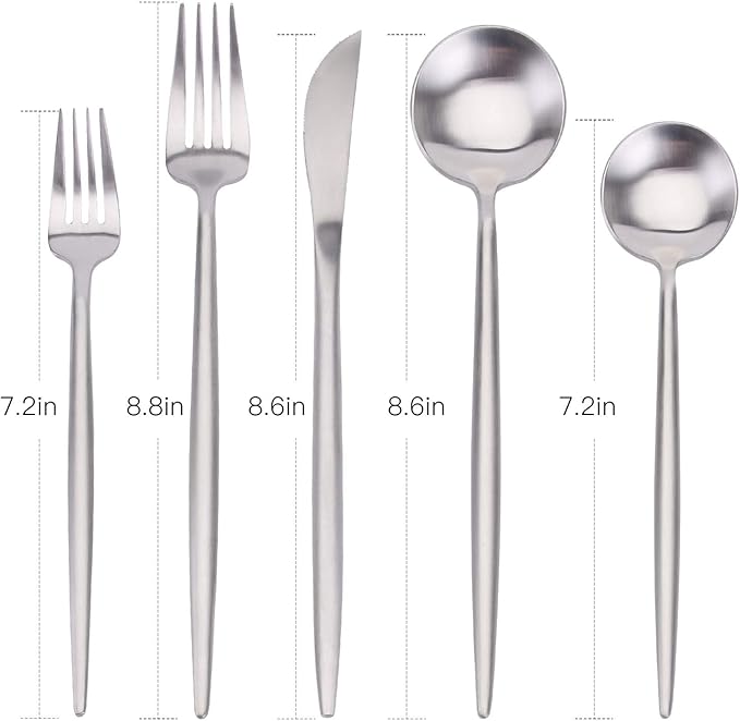 Matte Silverware Set, SHARECOOK 20-Piece Stainless Steel Satin Finish Flatware Set Service for 4, Kitchen Utensil Set, Tableware Cutlery Set for Home and Restaurant