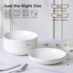 Y YHY Pasta Bowls, 22 Ounce Salad White Bowl Plates Set of 6, Porcelain Dishes for Serving Dinner - Dinnerware Sets Microwave Dishwasher Safe Thanksgiving Day Gift
