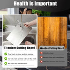 Titanium Cutting Board - Dishwasher Safe, Double-Sided Food Grade Pure Titanium Cutting Boards for Kitchen, Durable & Easy to Clean & Odor Resistant for Indoor Kitchen and Outdoor (Medium)