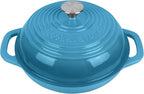 Iron Cloche Dutch Oven - Premium Enameled Cast for Bread Baking | Non-Stick Bread Pan with Lid | Perfect for Sourdough, Loaf, and Artisan Baking (Blue, 5 QT)