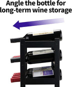 VASMIA Bamboo Wine Rack, Sturdy and Durable Wine Storage Cabinet Shelf, Wine Racks Countertop for Pantry,Kitchen,3-Tier 12 Bottles Wine Rack Black