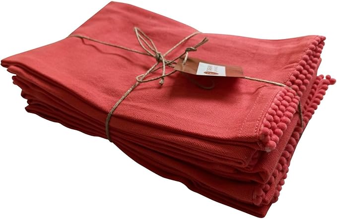 Kitchen Towels Cotton Solid Kitchen Dish Cloths Hand Towel Reusuable Dish Towel for Cleaning & Drying Tea Towels Set with Hanging Loop - 18"x28" Coral - Pack of 6
