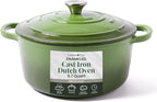 Larder & Vine Enameled Cast Iron 5.7qt Dutch Oven Pot with Lid | Bread Baking | Compatible on All Cooktops & Oven Safe to 500° F | Great for Sourdough Bread | Okra