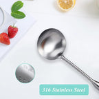 Soup Ladle, Metal 316 Stainless Steel Kitchen Ladles Spoon, Large Cooking Ladel Kitchen Utensil Long Handle Deep Spoons for Soup Stirring Serving