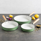 Nordic Ware Cardamom Ceramic Nonstick 3 Piece Fry Pan Set - Includes 8 Inch, 10 Inch and 12 Inch