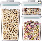 Food Storage Containers with Lids Airtight- 3Pcs BPA-Free Kitchen and Pantry Organization Pop Containers, Leakproof Stackable Kitchen Storage Containers for Cereal, Flour, Sugar (0.5, 1.2, 1.8 QT)