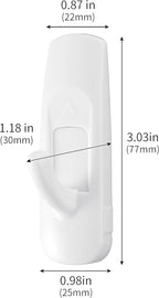 18 Medium Hooks+24 Removable Strips, White Utility Hooks, Heavy Duty with Adhesive Strips, Damage-Free Organize Hooks, No Tools Wall Hook for Hanging, Value Pack