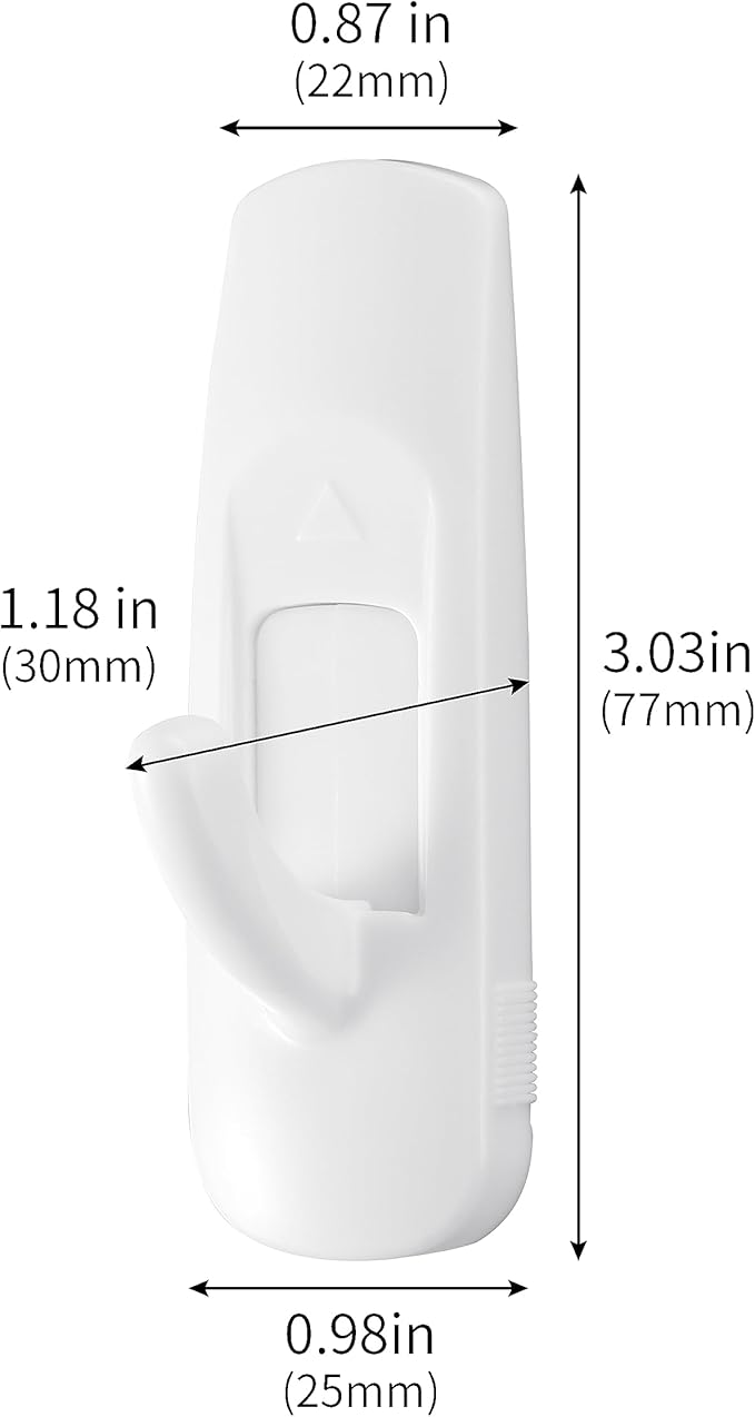 18 Medium Hooks+24 Removable Strips, White Utility Hooks, Heavy Duty with Adhesive Strips, Damage-Free Organize Hooks, No Tools Wall Hook for Hanging, Value Pack