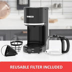 10-Cup Programmable Coffee Maker with Permanent Filter, Removable Water Reservoir Coffee Machine, Drip Coffee Maker, Delay Brew, Timer & Keep Warm, Swing Open Brew Basket, Black
