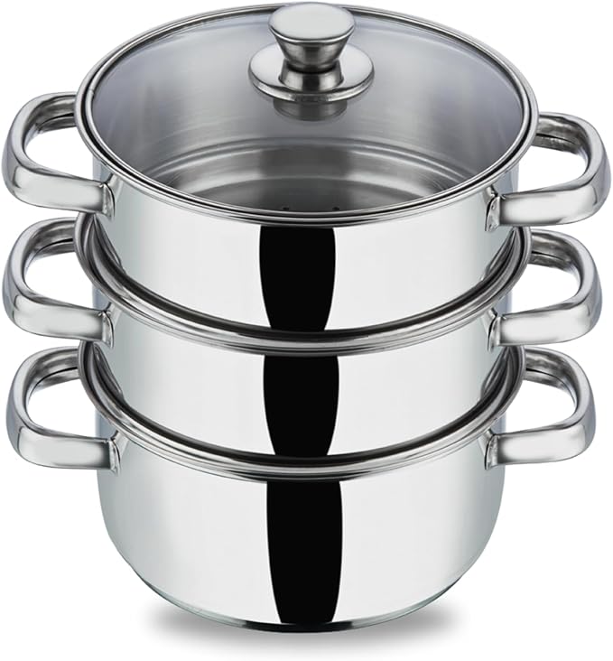 Vinod Cookware 3 Tier Steamer Silver 18 Cm